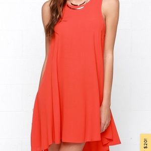 LUSH “Chic Easy Coral Red Swing Dress”